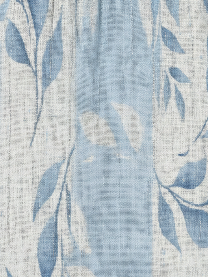 Solene | Sleeveless Blue Leaf Pattern Midi Dress